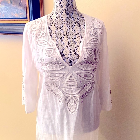 Spiaggia dolce boho white top/ cover up - Picture 2 of 9